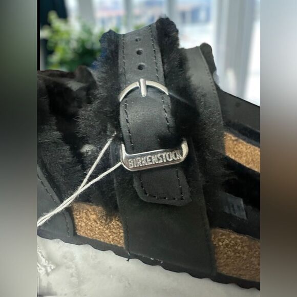Birkenstock Mayari Shearling Oiled Leather Sandals Size 38 - Picture 8 of 16